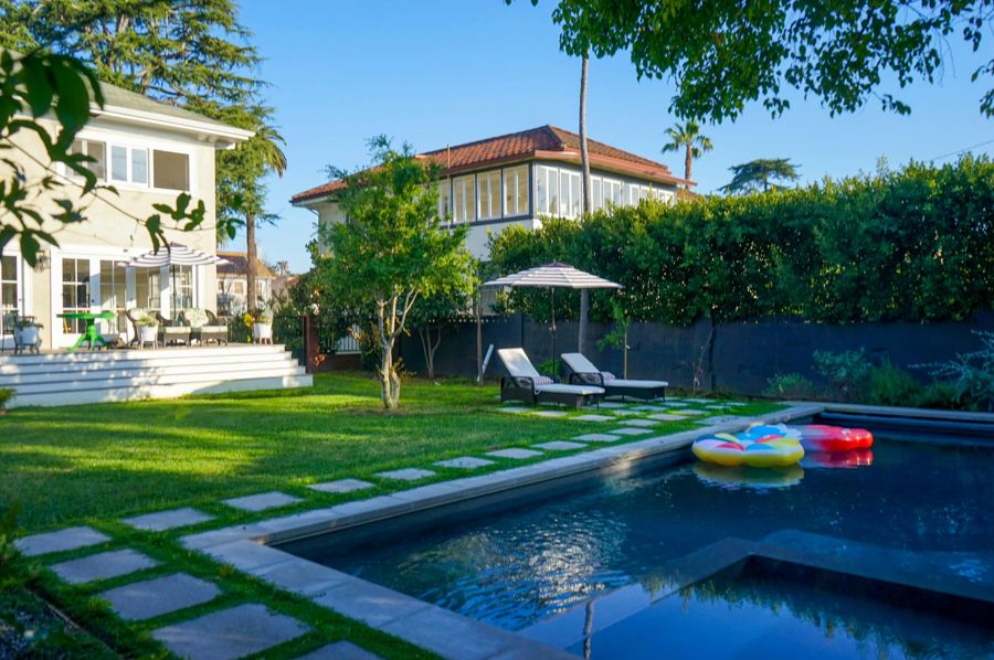 Garden Pool with Floating Mahjong, Los Angeles, CA